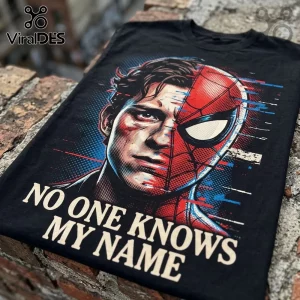 Spider-Man Brand New Day Limited Edition Shirt featuring a half-human, half-masked face design on a black cotton tee.