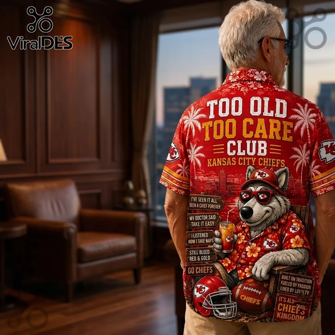 Kansas City Chiefs Mascot Red Tropical Hawaiian Shirt Kansas City Chiefs Mascot Red Tropical Hawaiian Shirt