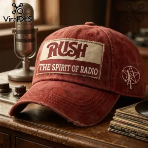 Rush The Spirit of Radio Red Distressed Baseball Cap