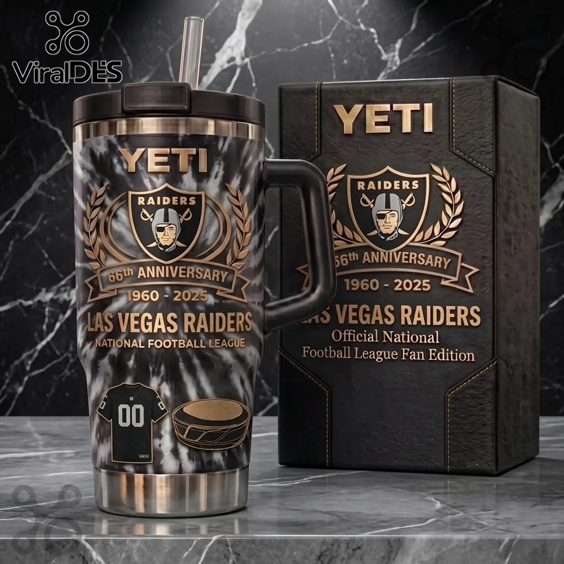 Las Vegas Raiders 66th Anniversary 40oz Stanley Tumbler Las Vegas Raiders 66th Anniversary 40oz Stanley Tumbler