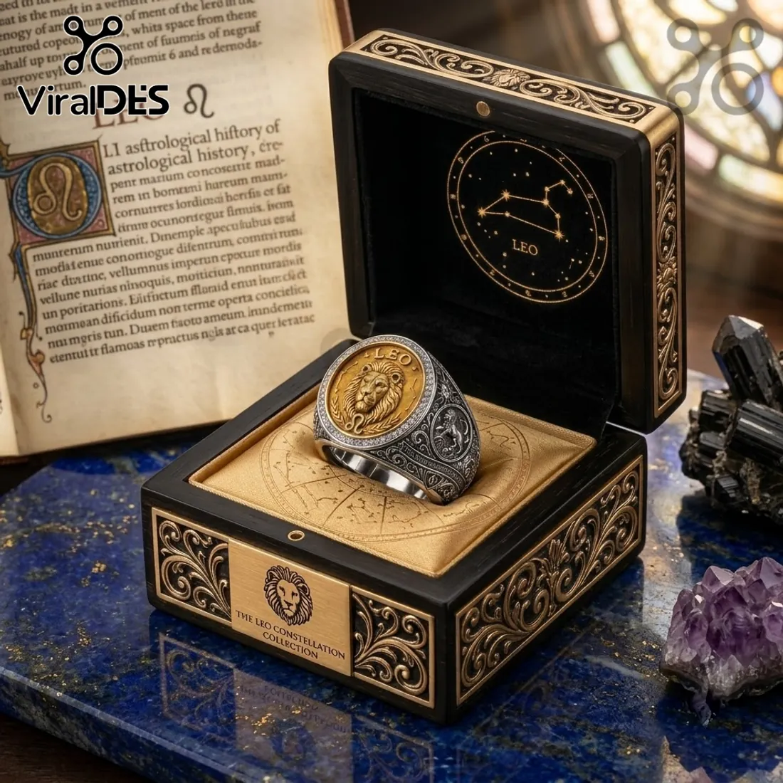 Leo Zodiac Gold and Silver Premium Ring Leo Zodiac Gold and Silver Premium Ring