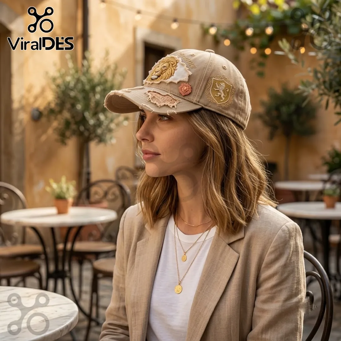 Leo Zodiac Khaki Distressed Baseball Cap Leo Zodiac Khaki Distressed Baseball Cap