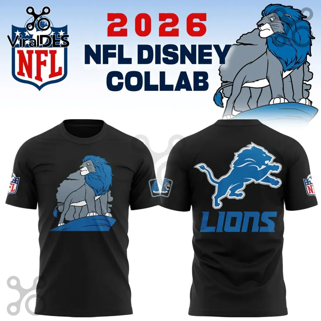 Lion King x Detroit Lions NFL Collaboration Black Hoodie Lion King x Detroit Lions NFL Collaboration Black Hoodie