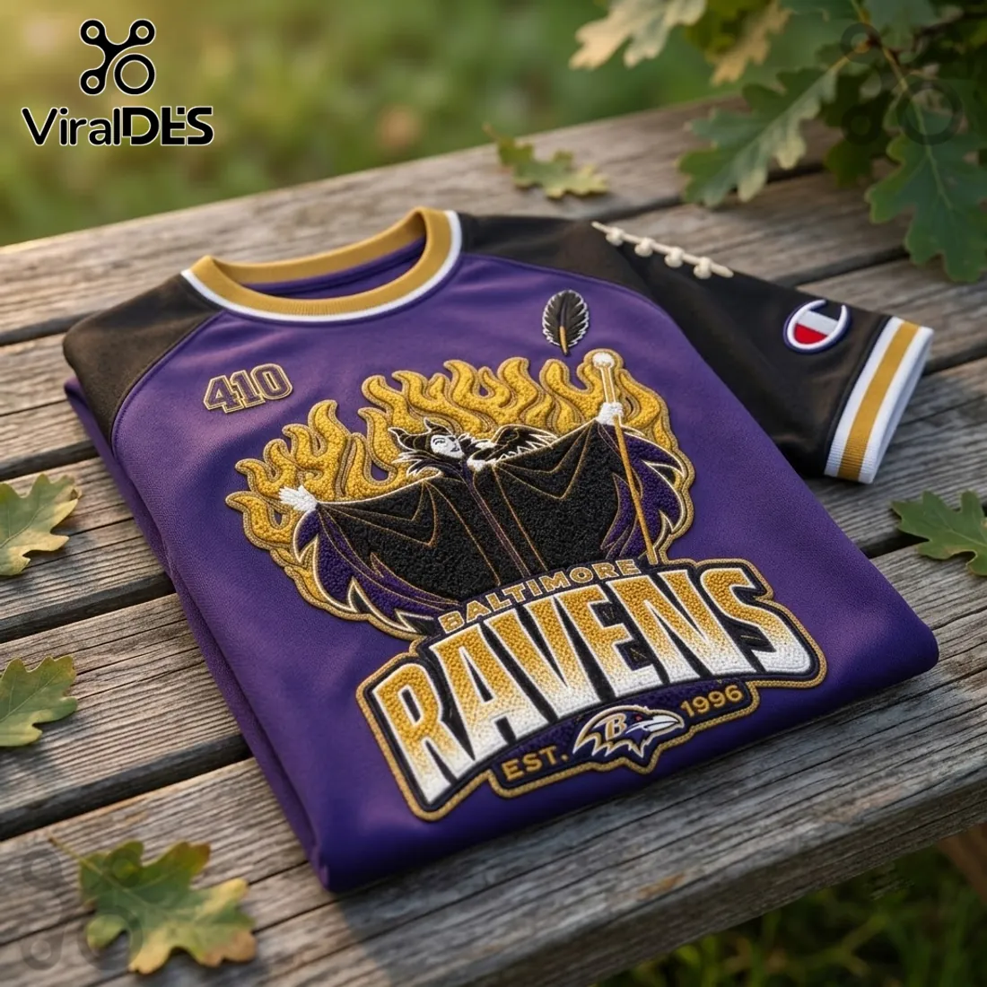 Maleficent x Baltimore Ravens Embroidered Purple Shirt Maleficent x Baltimore Ravens Embroidered Purple Shirt
