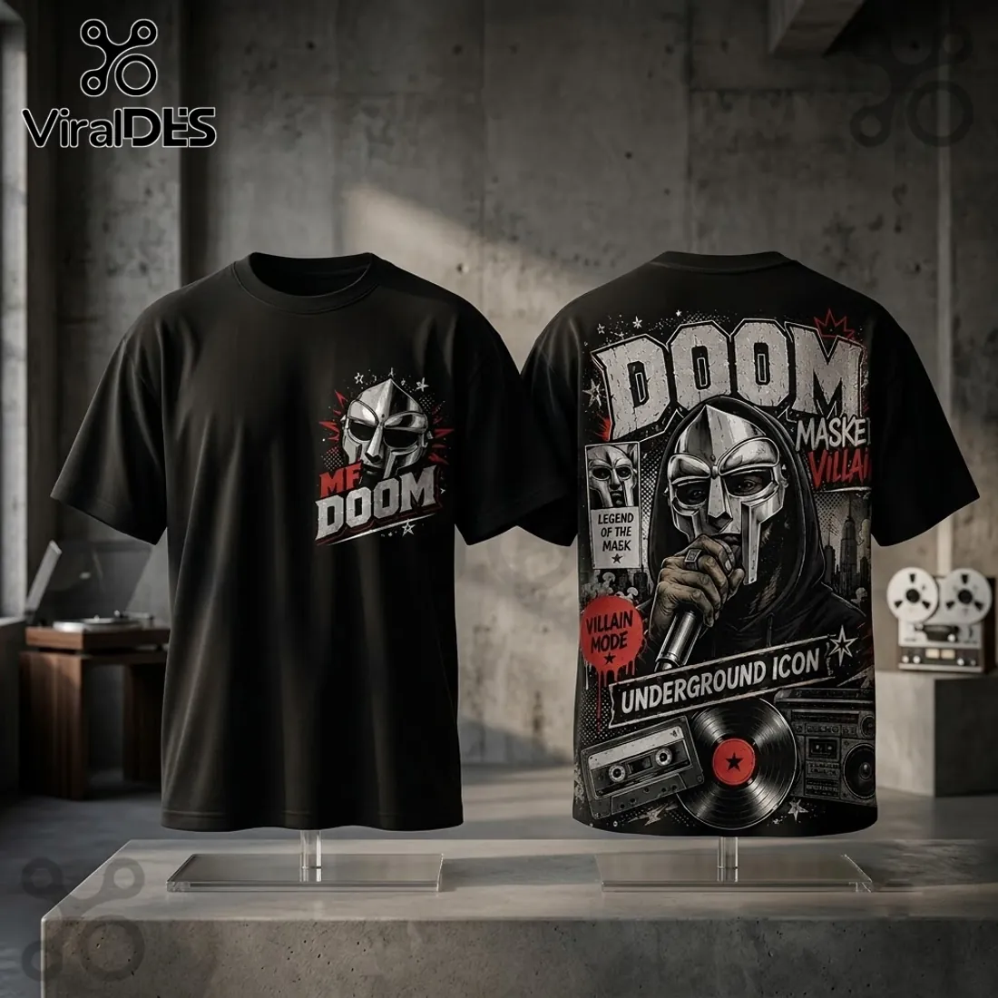 MF DOOM Masked Villain Hip Hop Black T-Shirt MF DOOM Masked Villain Hip Hop Black T-Shirt