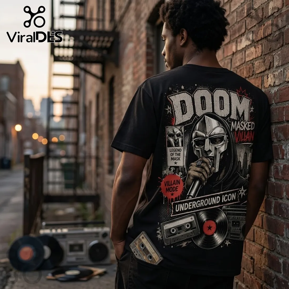 MF DOOM Masked Villain Hip Hop Black T-Shirt MF DOOM Masked Villain Hip Hop Black T-Shirt