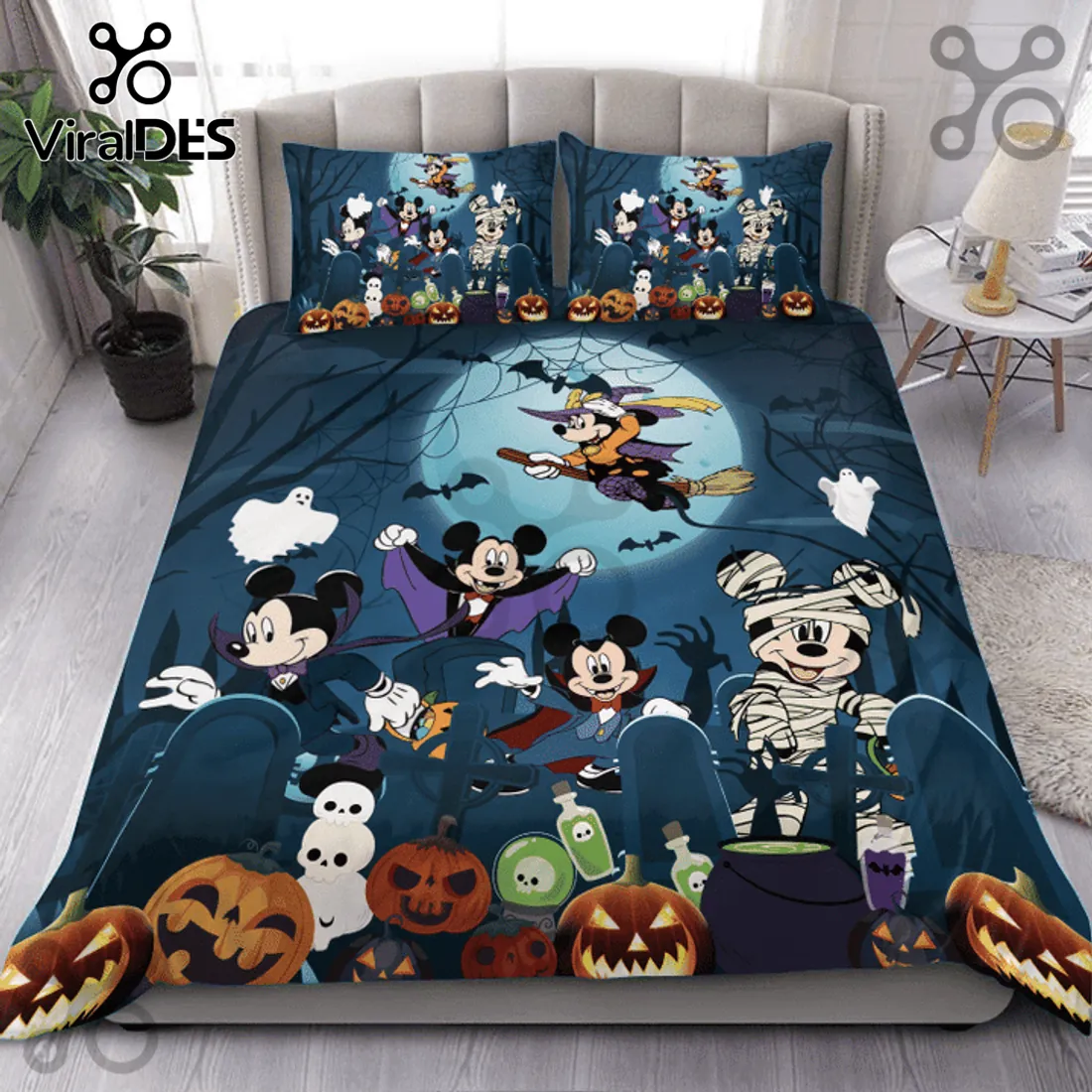Mickey Mouse Halloween Spooky Cemetery Bedding Set Mickey Mouse Halloween Spooky Cemetery Bedding Set