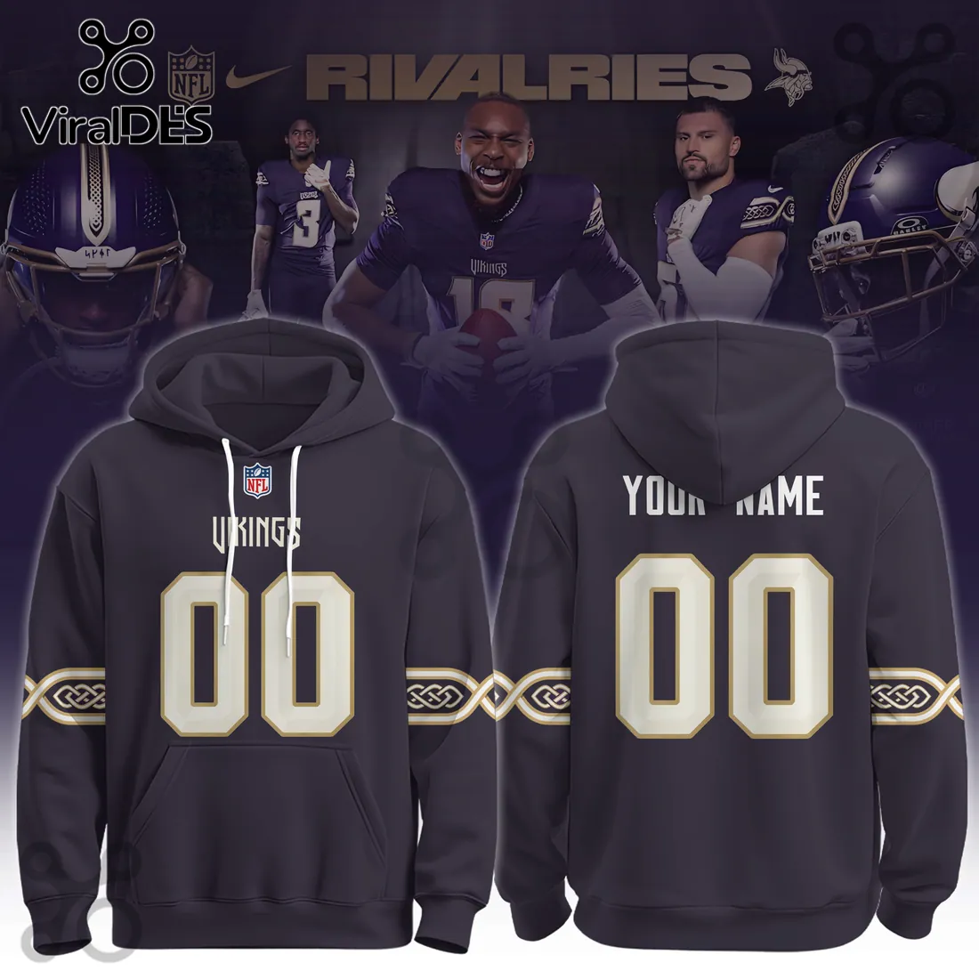 Minnesota Vikings Rivalries Custom Name Hoodie Minnesota Vikings Rivalries Custom Name Hoodie