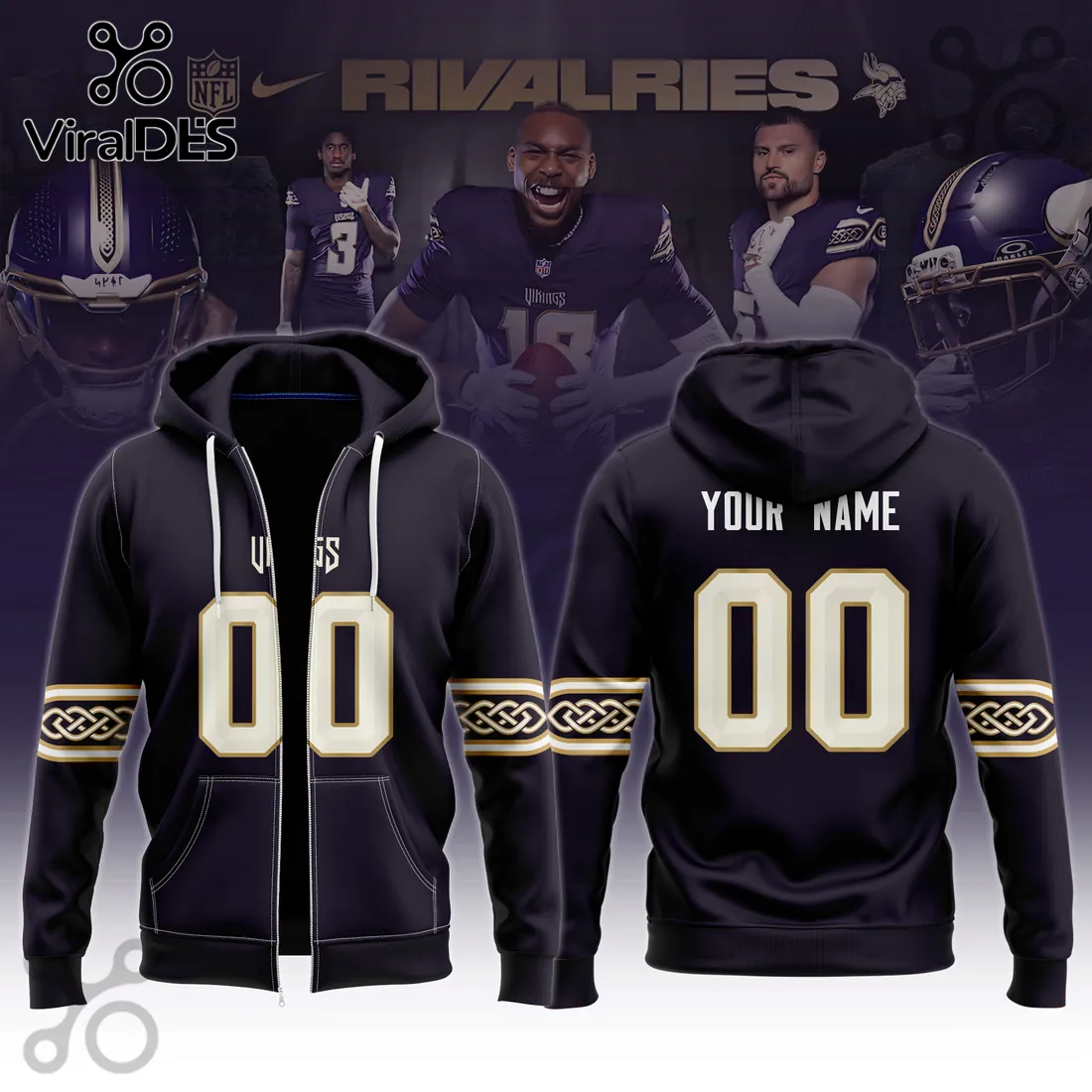 Minnesota Vikings Rivalries Custom Name Hoodie Minnesota Vikings Rivalries Custom Name Hoodie