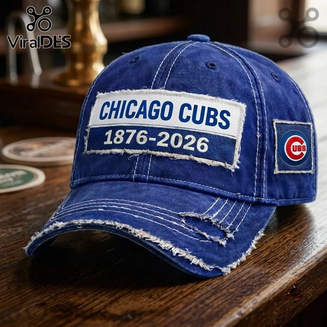 MLB Chicago Cubs 150th Anniversary Distressed Baseball Cap MLB Chicago Cubs 150th Anniversary Distressed Baseball Cap