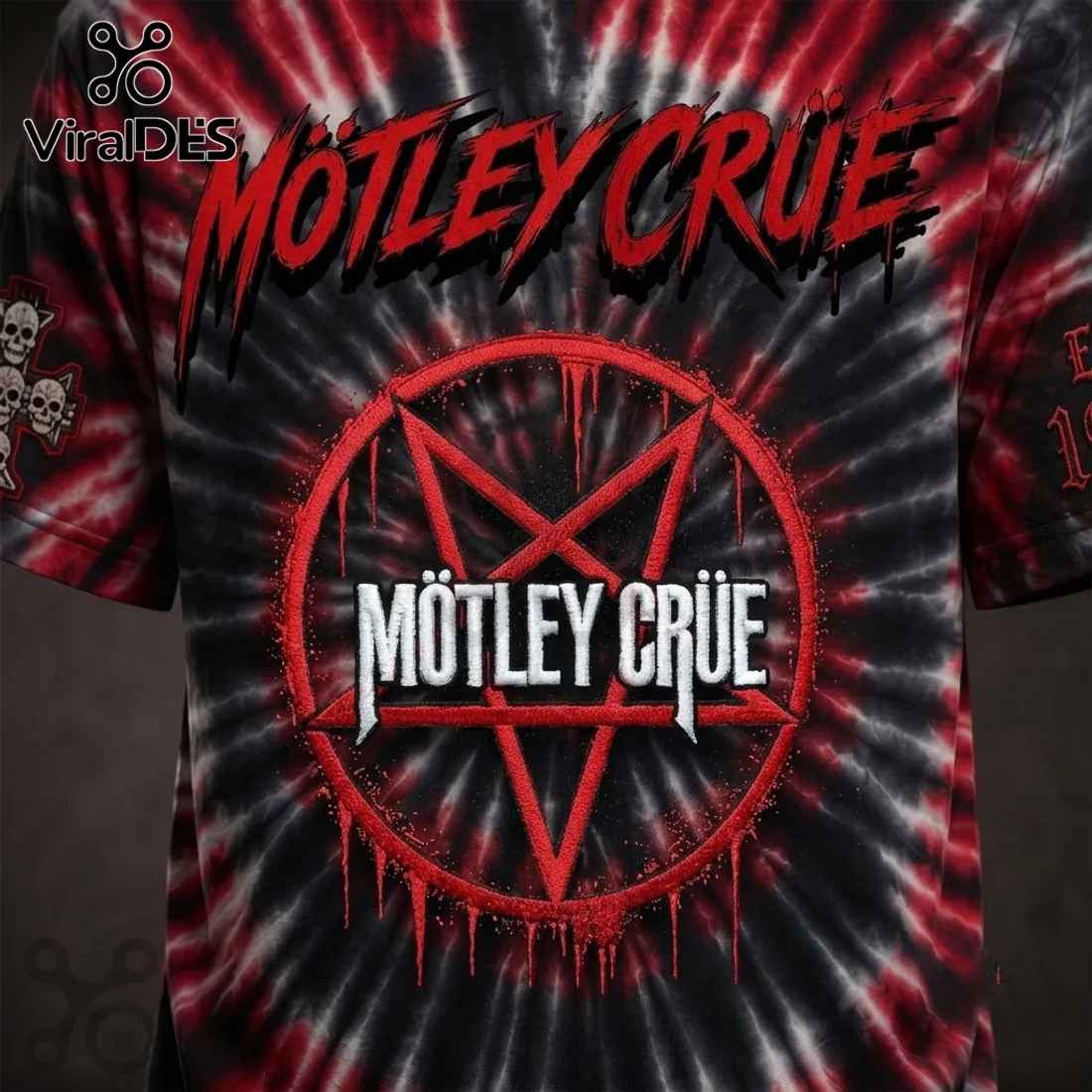 Motley Crue Tie Dye Pentagram T-Shirt 2026