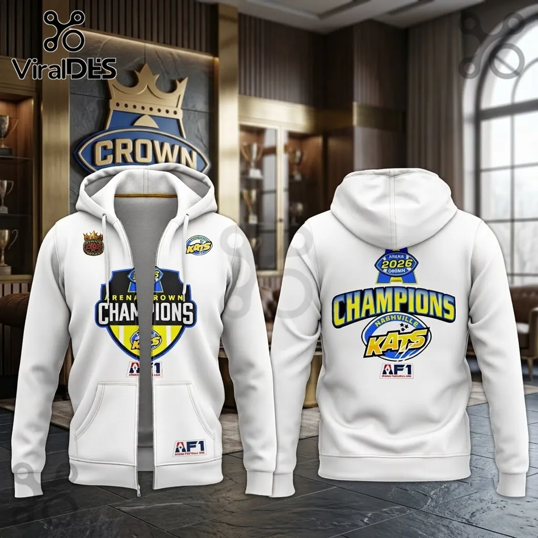 Nashville Kats 2026 Arena Crown Champions White Shirt Nashville Kats 2026 Arena Crown Champions White Shirt