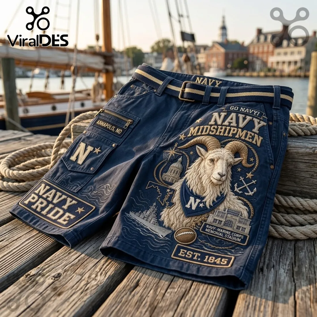 Navy Midshipmen Mascot Casual Shorts Navy Midshipmen Mascot Casual Shorts