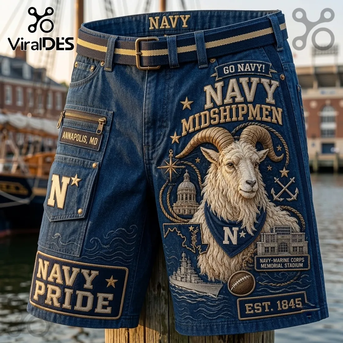 Navy Midshipmen Mascot Casual Shorts Navy Midshipmen Mascot Casual Shorts