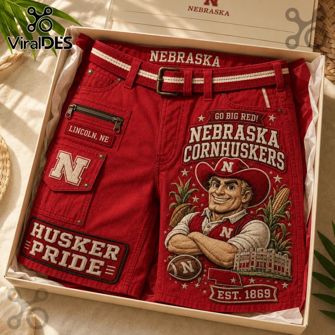 Nebraska Cornhuskers Mascot Red Casual Shorts Nebraska Cornhuskers Mascot Red Casual Shorts