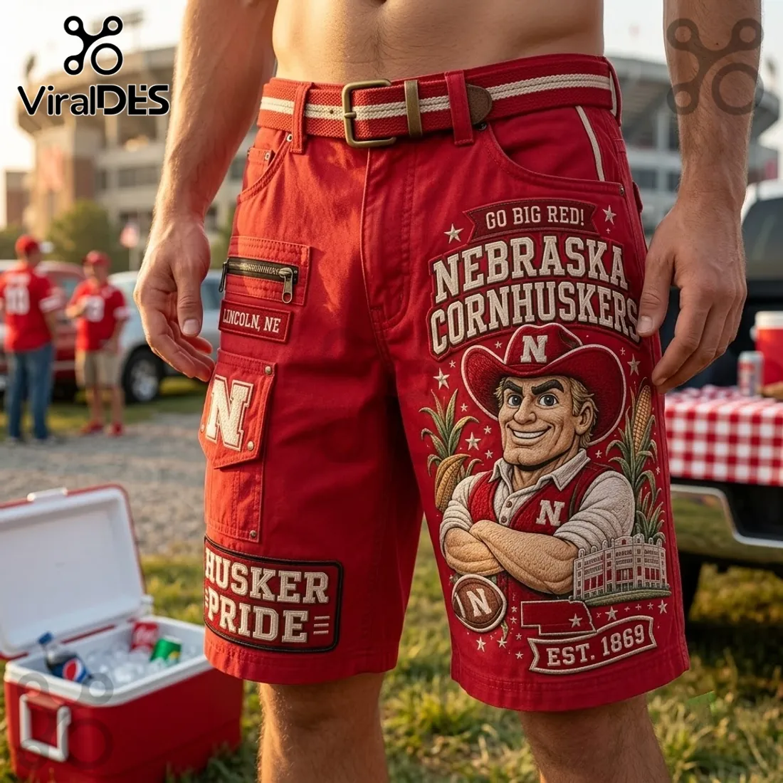 Nebraska Cornhuskers Mascot Red Casual Shorts Nebraska Cornhuskers Mascot Red Casual Shorts
