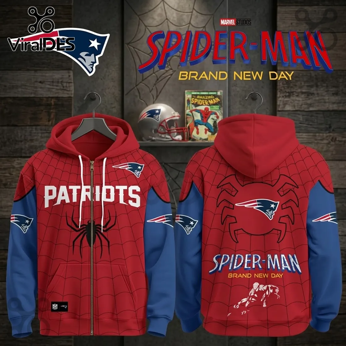 New England Patriots x Spider-Man Brand New Day Hoodie New England Patriots x Spider-Man Brand New Day Hoodie