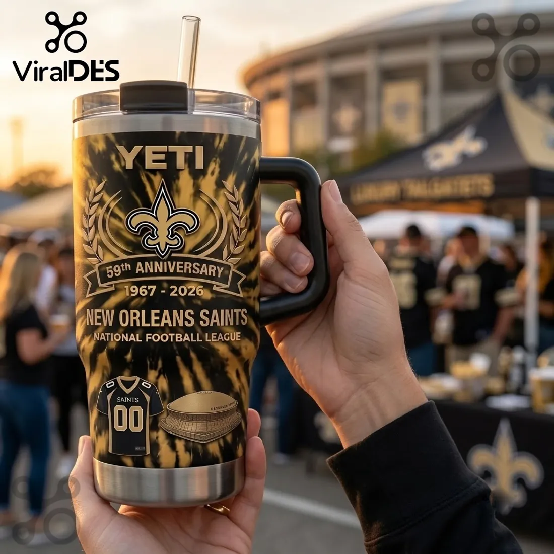 New Orleans Saints 59th Anniversary YETI Tumbler 40oz New Orleans Saints 59th Anniversary YETI Tumbler 40oz