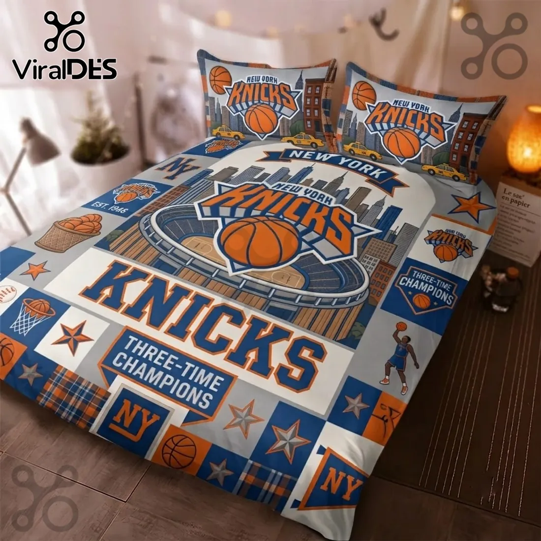 New York Knicks Three-Time Champions Bedding Set New York Knicks Three-Time Champions Bedding Set