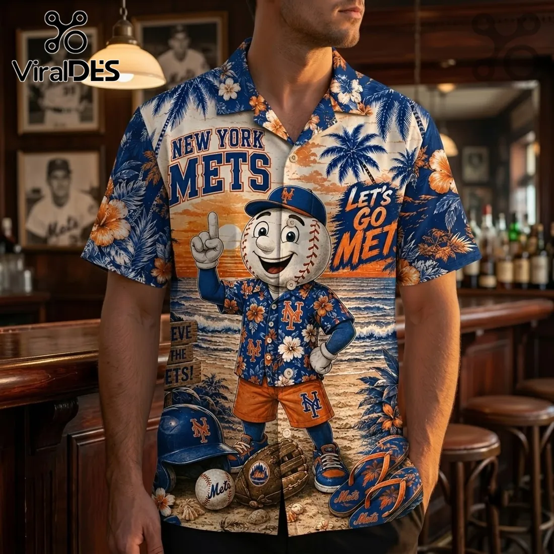 New York Mets Mascot Floral Hawaiian Shirt New York Mets Mascot Floral Hawaiian Shirt