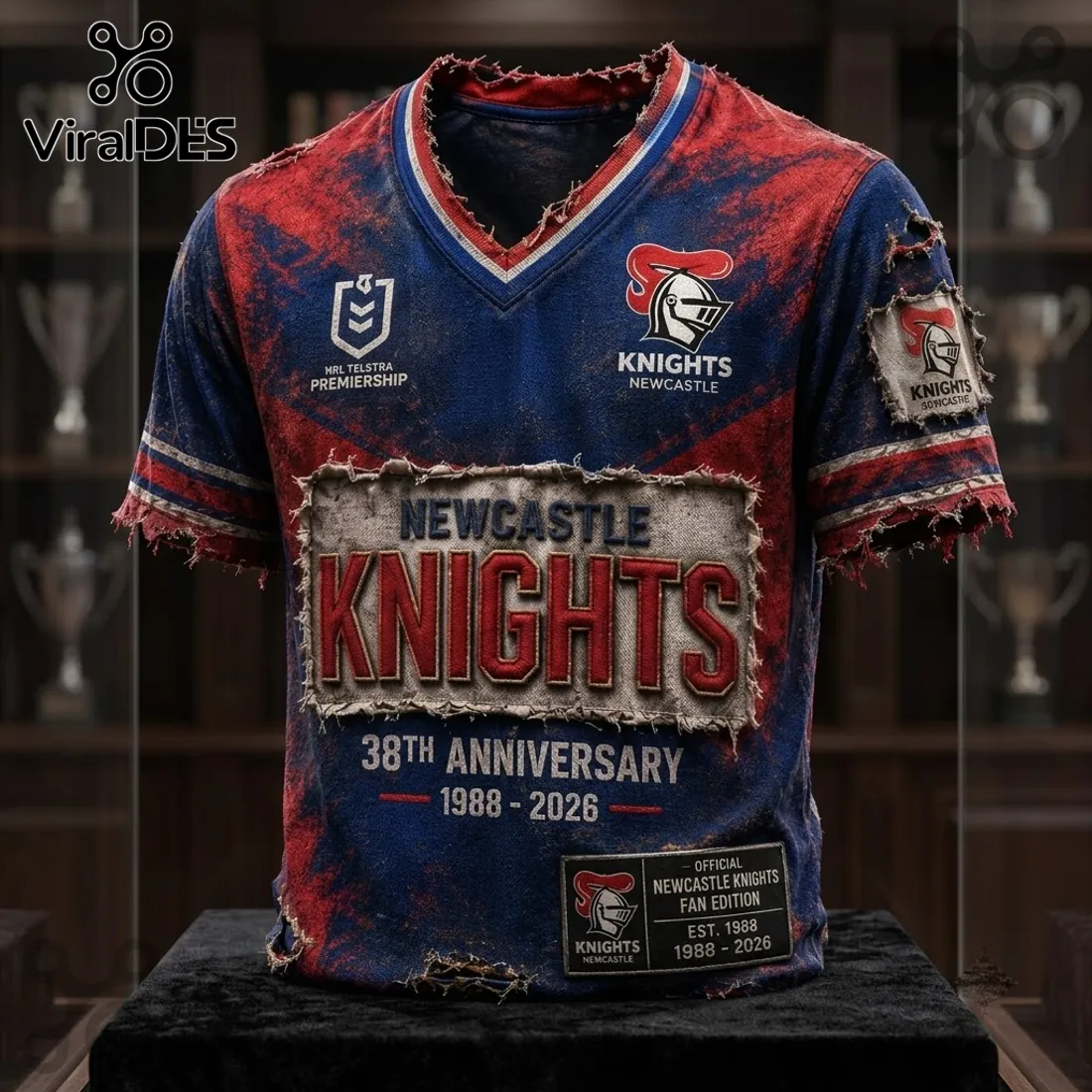 Newcastle Knights 1988-2026 Anniversary Distressed Shirt Newcastle Knights 1988-2026 Anniversary Distressed Shirt