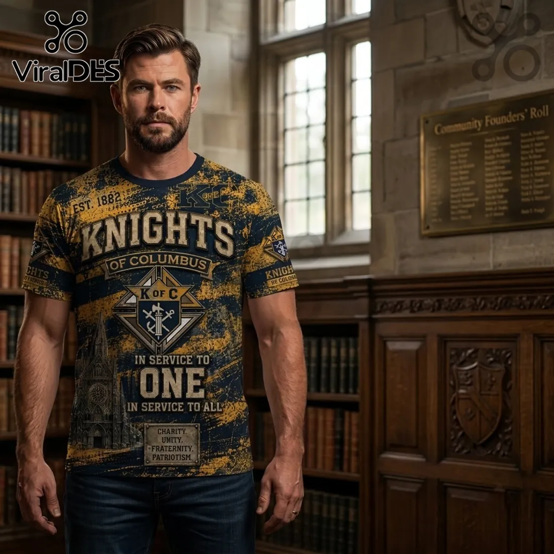 NRL Knights of Columbus Patriotic Knight T-Shirt NRL Knights of Columbus Patriotic Knight T-Shirt