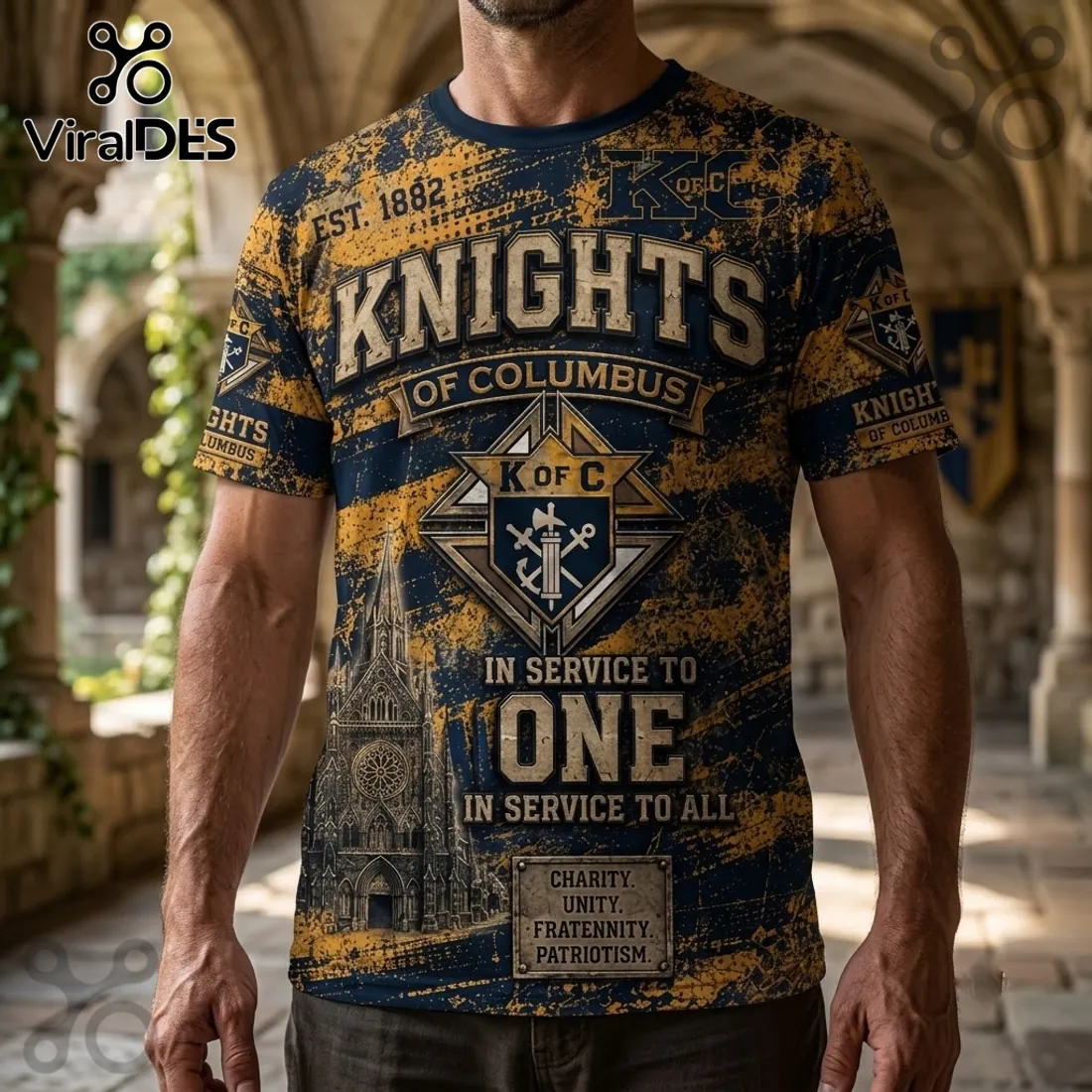 NRL Knights of Columbus Patriotic Knight T-Shirt NRL Knights of Columbus Patriotic Knight T-Shirt