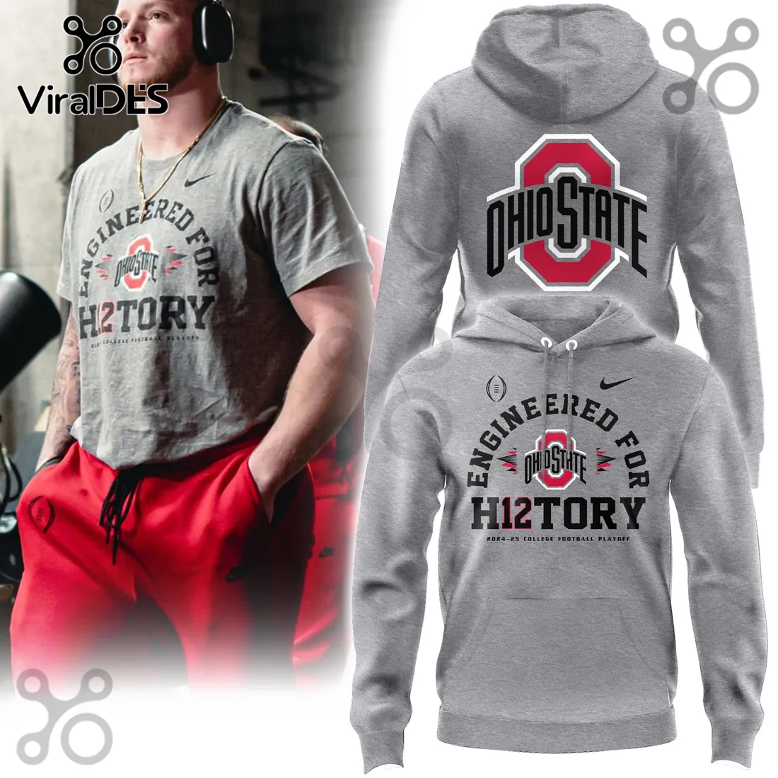 Ohio State Buckeyes Engineered For History Grey Hoodie Ohio State Buckeyes Engineered For History Grey Hoodie