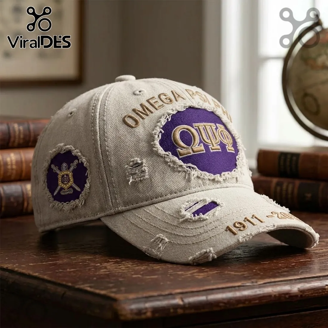Omega Psi Phi 1911-2026 Distressed Baseball Cap Omega Psi Phi 1911-2026 Distressed Baseball Cap