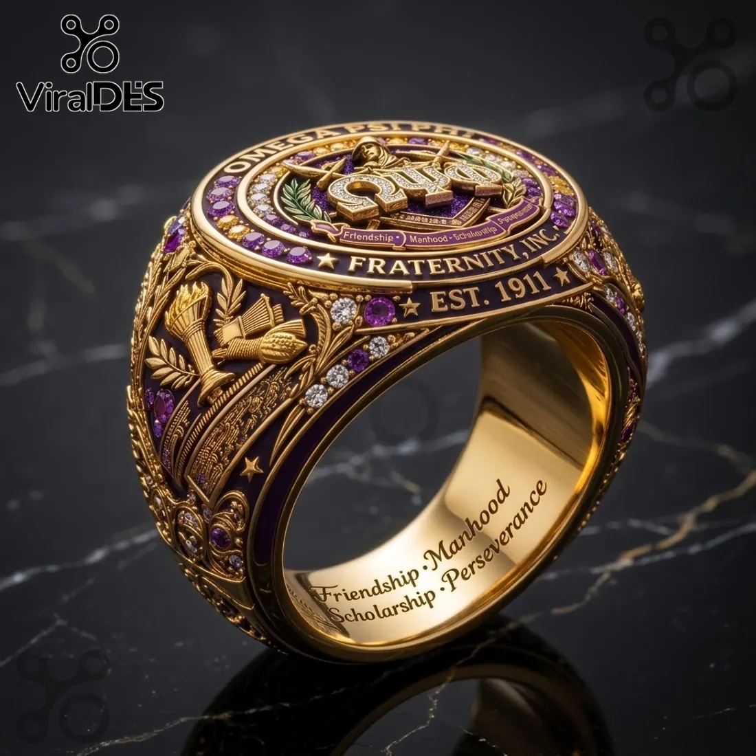 Omega Psi Phi 1911 EST Fraternity Ring Omega Psi Phi 1911 EST Fraternity Ring