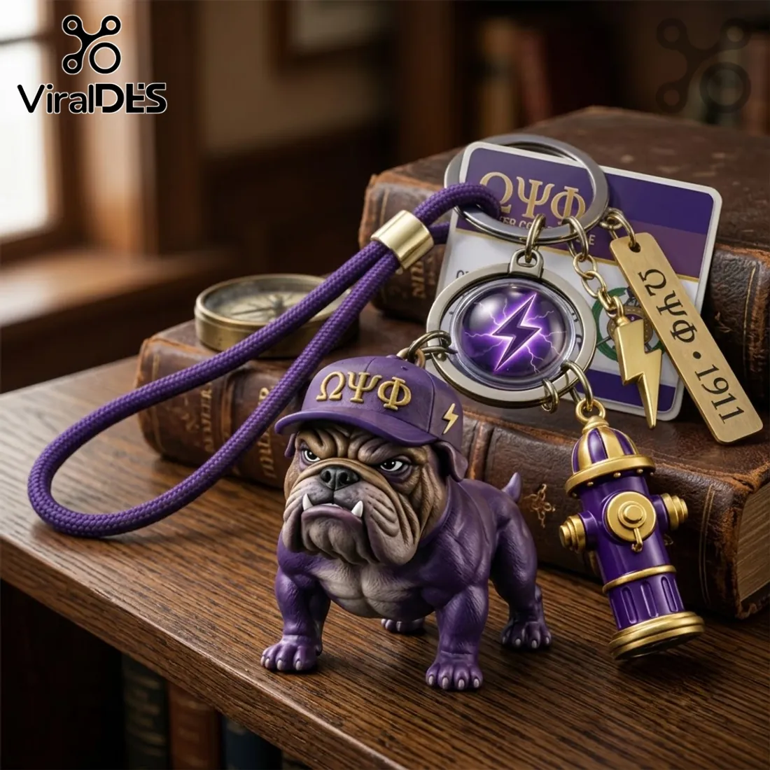 Omega Psi Phi Bulldog Mascot Purple Keychain Omega Psi Phi Bulldog Mascot Purple Keychain