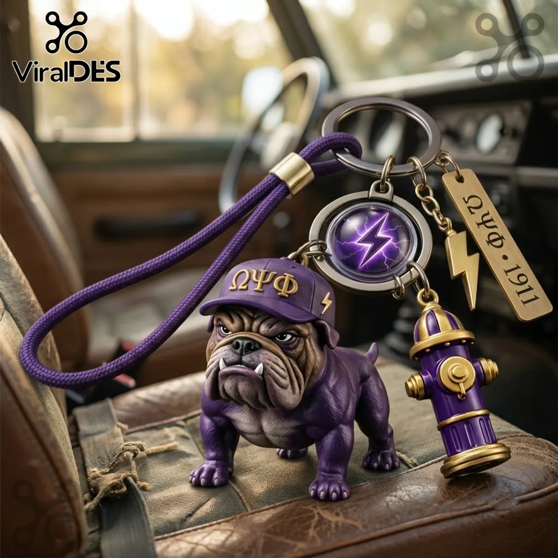 Omega Psi Phi Bulldog Mascot Purple Keychain Omega Psi Phi Bulldog Mascot Purple Keychain