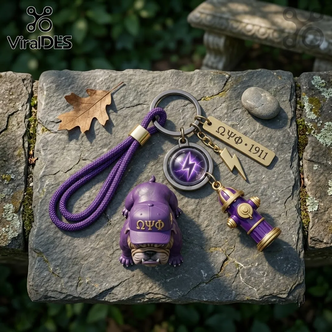 Omega Psi Phi Bulldog Mascot Purple Keychain Omega Psi Phi Bulldog Mascot Purple Keychain