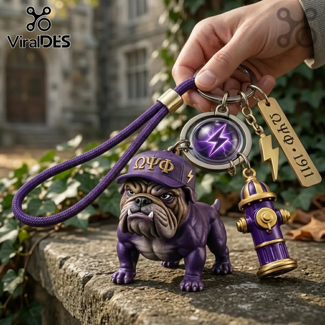 Omega Psi Phi Bulldog Mascot Purple Keychain Omega Psi Phi Bulldog Mascot Purple Keychain