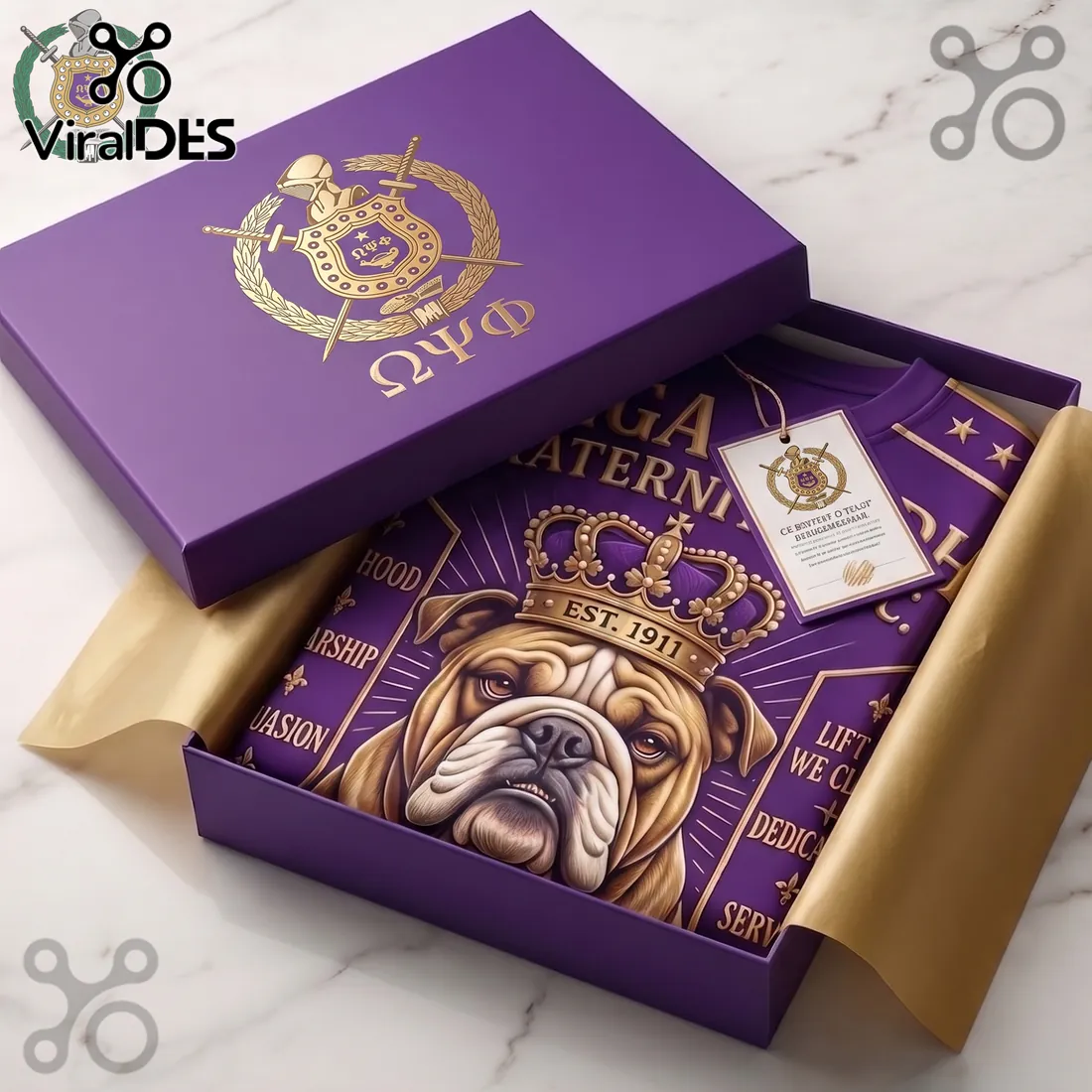 Omega Psi Phi Fraternity Bulldog Purple Gold T-Shirt Omega Psi Phi Fraternity Bulldog Purple Gold T-Shirt
