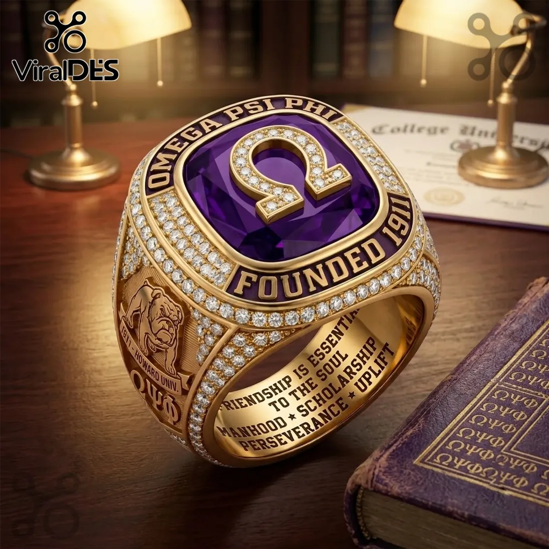 Omega Psi Phi Howard University Bulldog Ring Omega Psi Phi Howard University Bulldog Ring