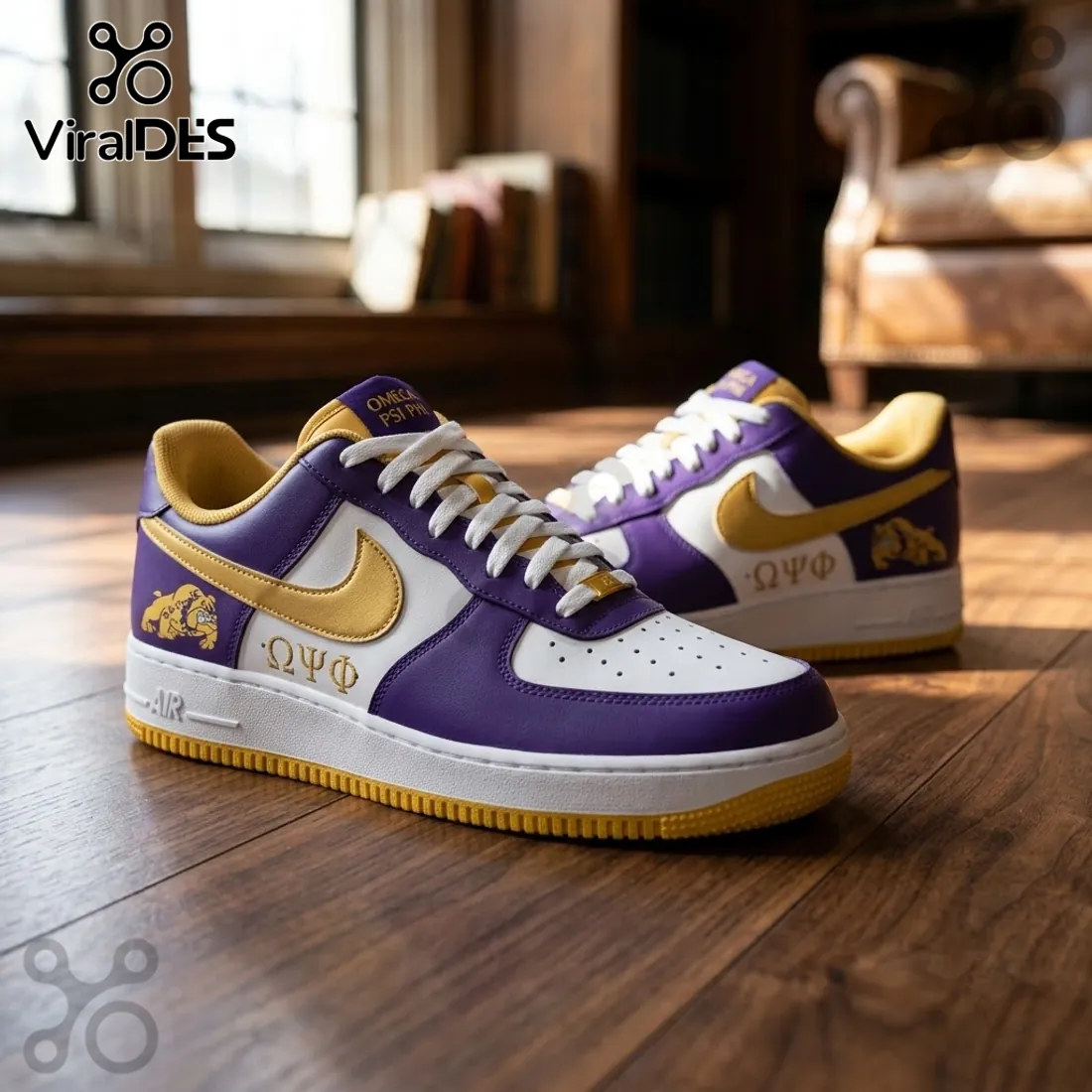 Omega Psi Phi Purple and Gold Premium Air Force 1 Shoes Omega Psi Phi Purple and Gold Premium Air Force 1 Shoes