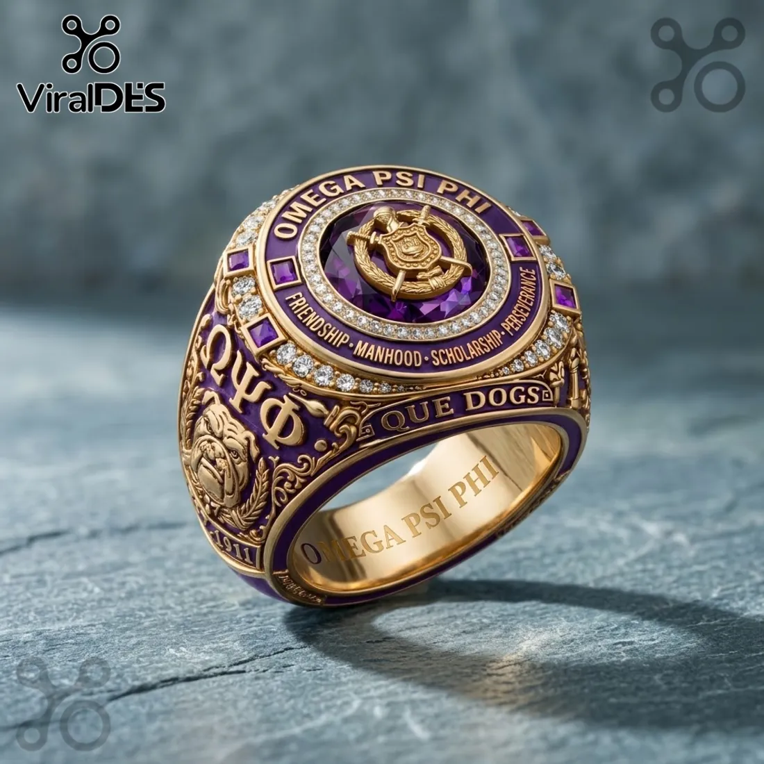 Omega Psi Phi Que Dogs Gold Ring Omega Psi Phi Que Dogs Gold Ring