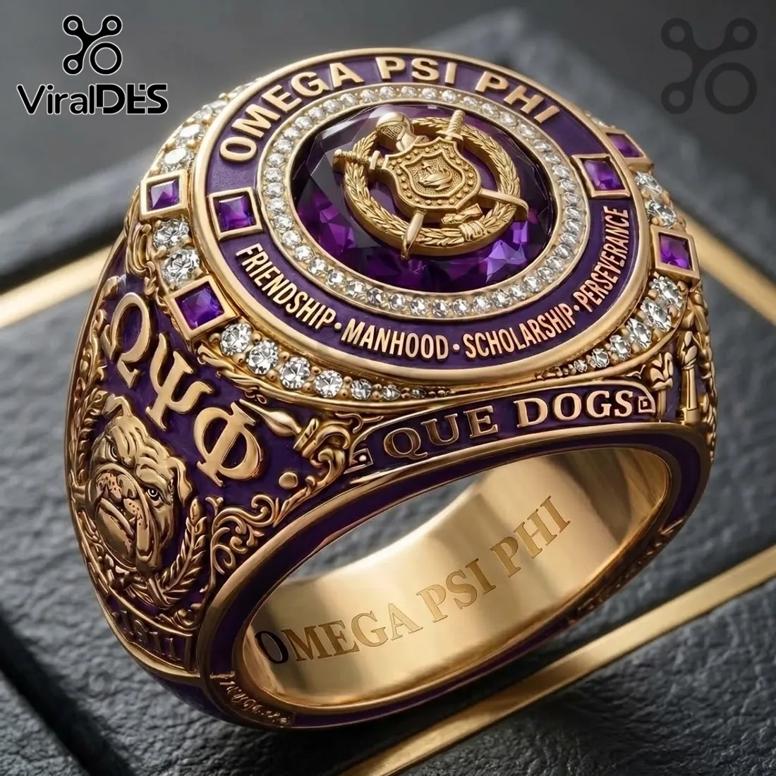 Omega Psi Phi Que Dogs Gold Ring Omega Psi Phi Que Dogs Gold Ring