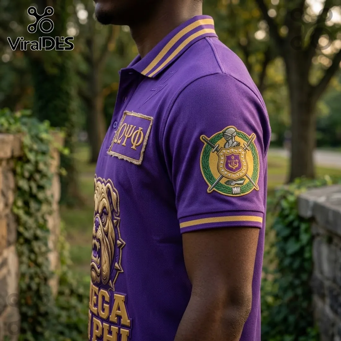 Omega Psi Phi Two-Tone Bulldog Polo Shirt Omega Psi Phi Two-Tone Bulldog Polo Shirt