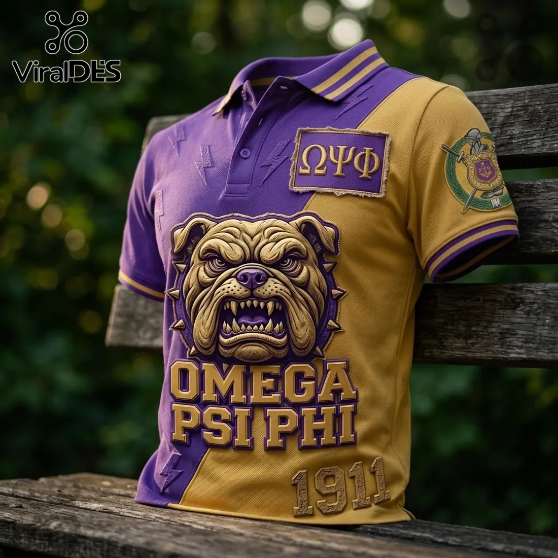 Omega Psi Phi Two-Tone Bulldog Polo Shirt Omega Psi Phi Two-Tone Bulldog Polo Shirt