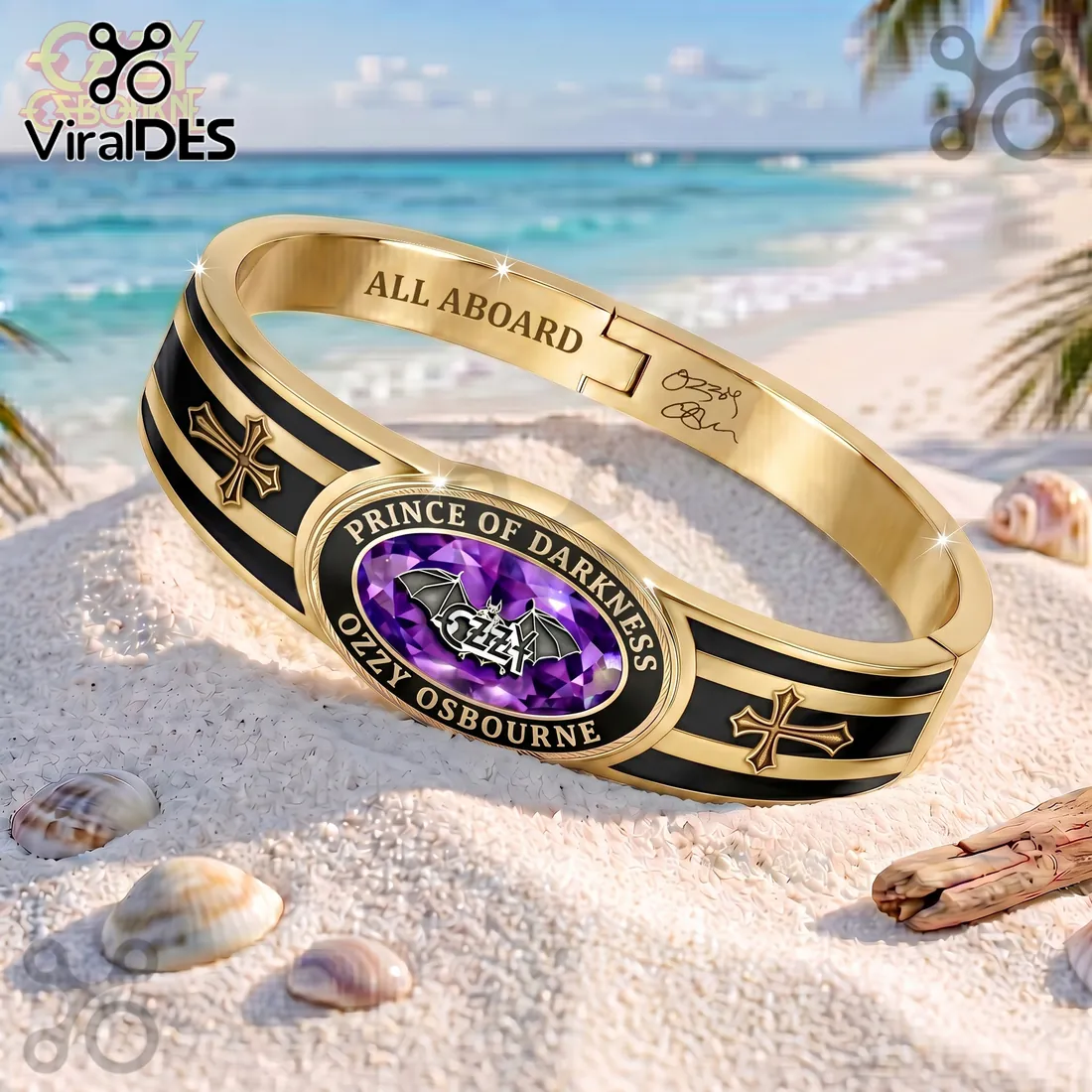 Ozzy Osbourne Prince of Darkness Gold Tone Toggle Bracelet Ozzy Osbourne Prince of Darkness Gold Tone Toggle Bracelet