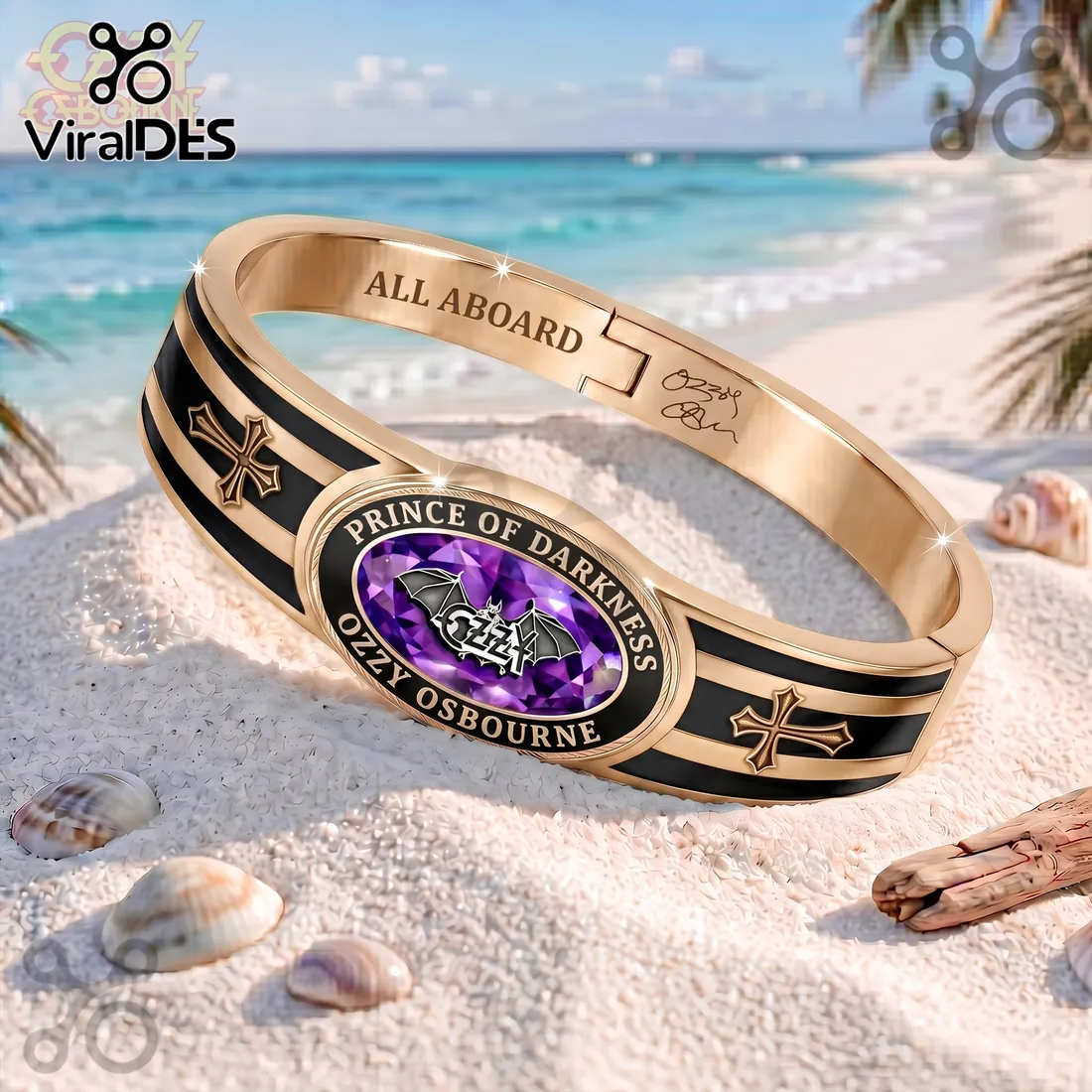 Ozzy Osbourne Prince of Darkness Gold Tone Toggle Bracelet Ozzy Osbourne Prince of Darkness Gold Tone Toggle Bracelet