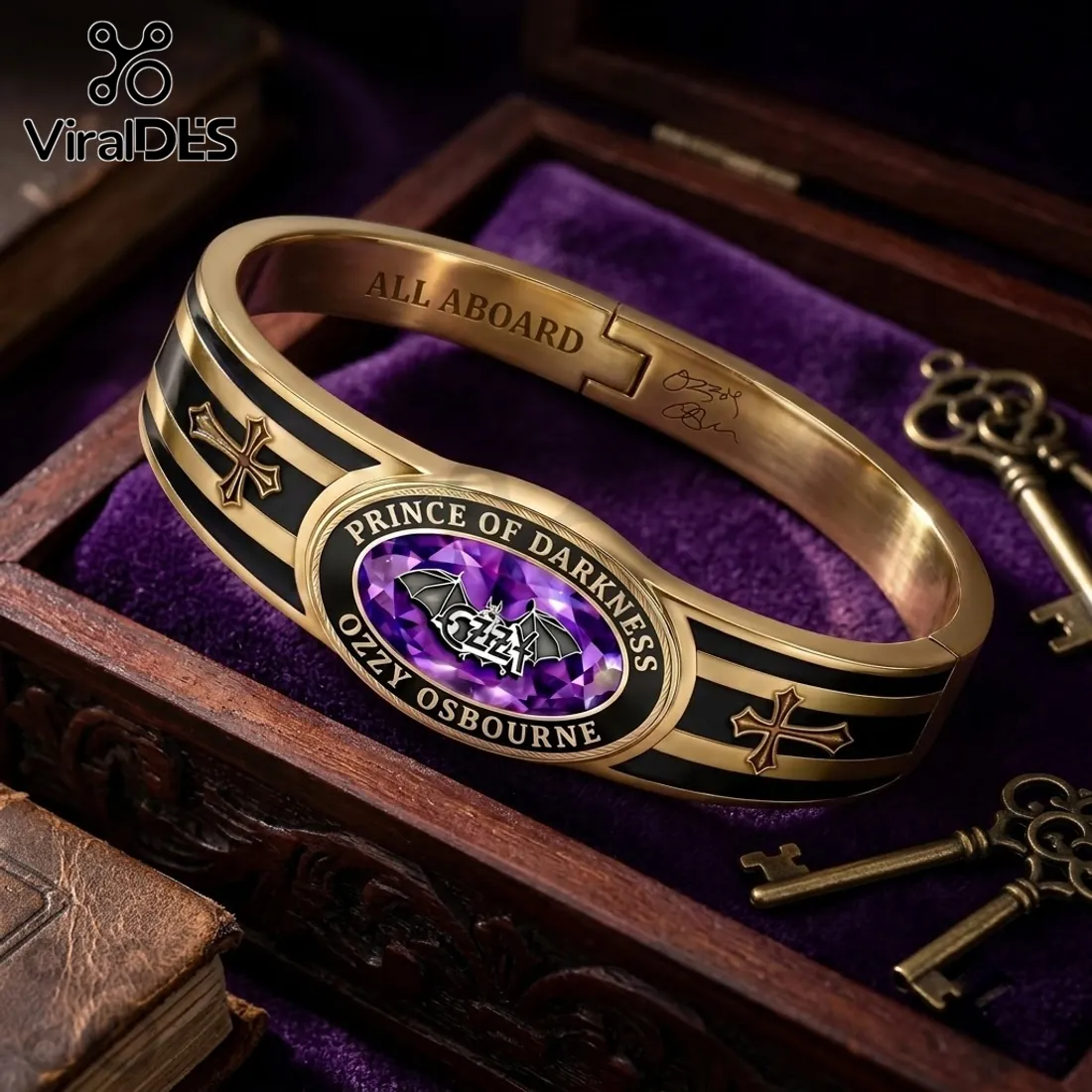 Ozzy Osbourne Prince of Darkness Gold Tone Toggle Bracelet Ozzy Osbourne Prince of Darkness Gold Tone Toggle Bracelet