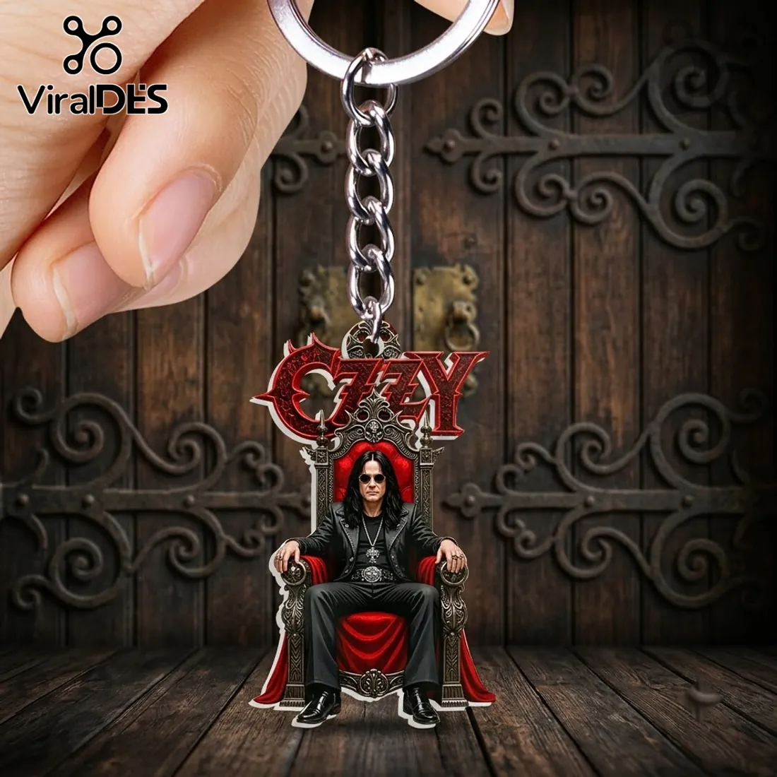 Ozzy Osbourne Throne Custom Shape Keychain Ozzy Osbourne Throne Custom Shape Keychain