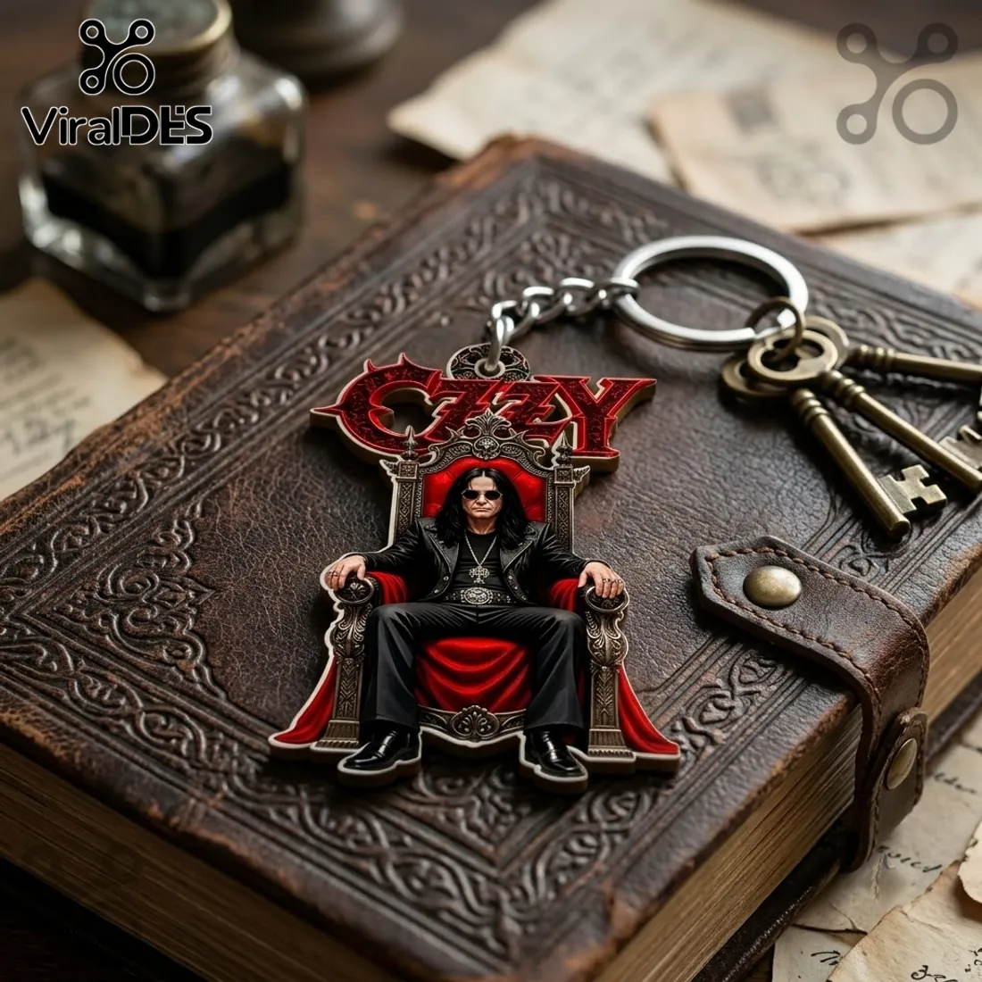 Ozzy Osbourne Throne Custom Shape Keychain Ozzy Osbourne Throne Custom Shape Keychain