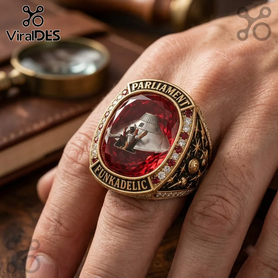 Parliament Funkadelic Mothership Red Gemstone Championship Ring Parliament Funkadelic Mothership Red Gemstone Championship Ring
