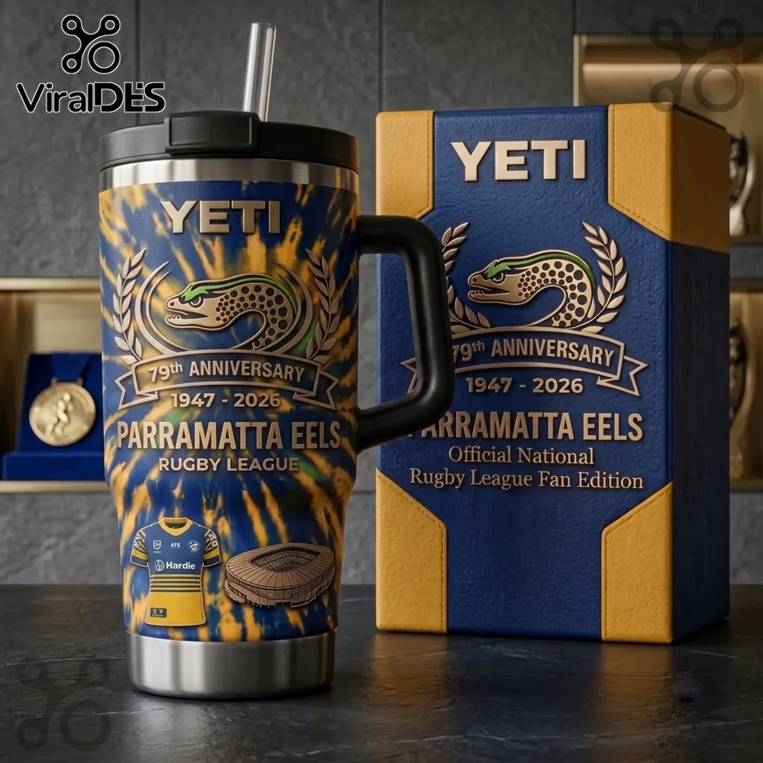 Parramatta Eels 79th Anniversary Tie-Dye 40oz Tumbler Parramatta Eels 79th Anniversary Tie-Dye 40oz Tumbler