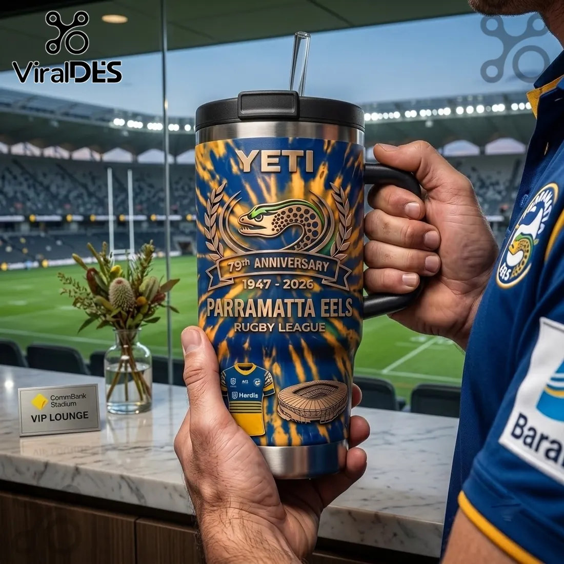 Parramatta Eels 79th Anniversary Tie-Dye 40oz Tumbler Parramatta Eels 79th Anniversary Tie-Dye 40oz Tumbler