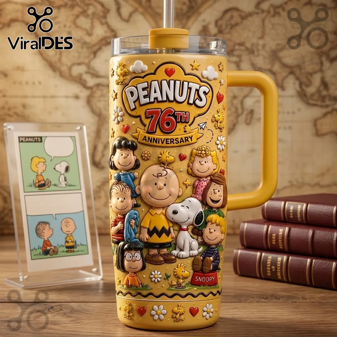 Peanuts 76th Anniversary Yellow Stanley Tumbler Peanuts 76th Anniversary Yellow Stanley Tumbler